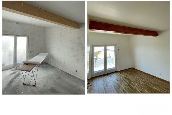 Malerarbeiten, Vliestapete tapezieren, Lasurarbeiten am Holz